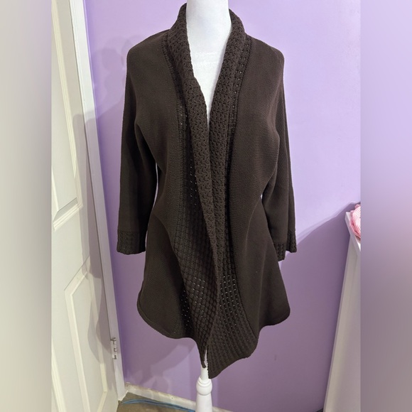 JM Collection Sweaters - JM Collection Brown Knit Cardigan